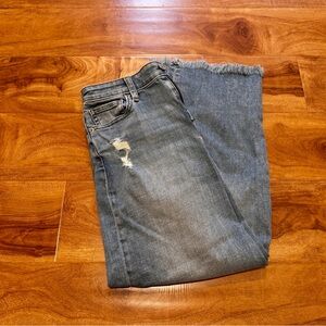 Uniqlo Blue Cropped Jeans with Distressed Details